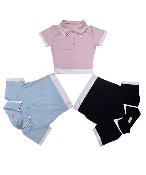 lilLilly(リルリリー)の「レイヤードポロシャツ(ポロシャツ・レディース・ブラック/ブルー/ピンク・FREE)」の4枚目の写真