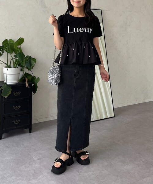 prose verse(プロズヴェール)の「ストレッチデニムナロースカート(デニムスカート・レディース・ブラック/サックスブルー・LARGE/PL/PM/MEDIUM)」の17枚目の写真