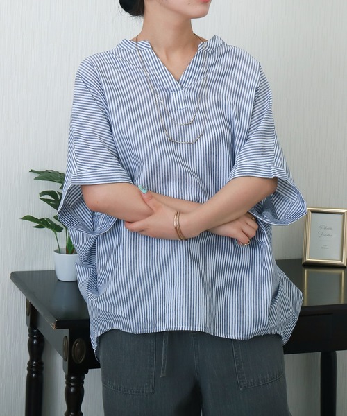 セール】【抗菌・UVカット・吸水速乾】「やわさらリネン」ストライプ