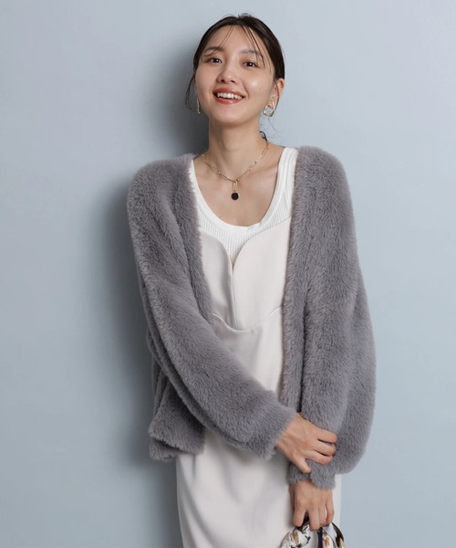 ジャスグリッティー　ふわふわトッパーカーデ ジャスグリッティー JUSGLITTY ふわふわトッパーカーデ （オフ白