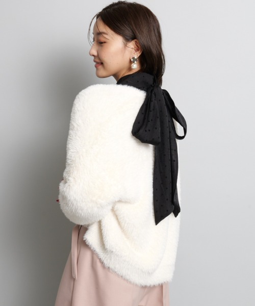 ジャスグリッティー　ふわふわトッパーカーデ ジャスグリッティー JUSGLITTY ふわふわトッパーカーデ （オフ白