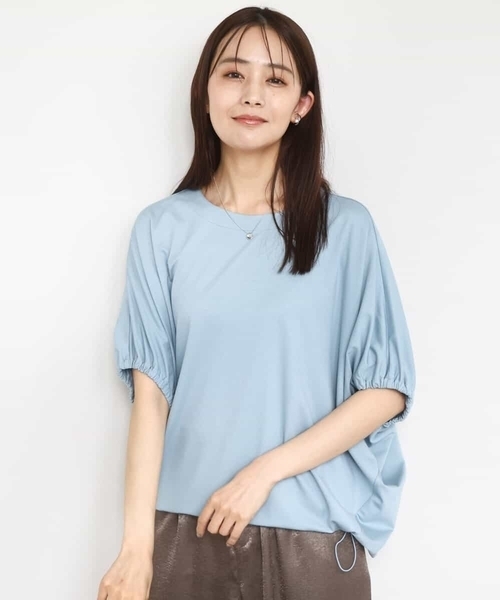 MK MICHEL KLEIN（エムケーミッシェルクラン）の「ドロストデザインドルマンスリーブカットソー/UVカット/接触冷感/洗える（Tシャツ/カットソー・レディース・ブラウン/アイボリー/ライトブルー・38）」の3枚目の写真