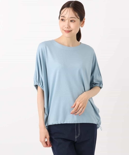 MK MICHEL KLEIN（エムケーミッシェルクラン）の「ドロストデザインドルマンスリーブカットソー/UVカット/接触冷感/洗える（Tシャツ/カットソー・レディース・ブラウン/アイボリー/ライトブルー・38）」の6枚目の写真