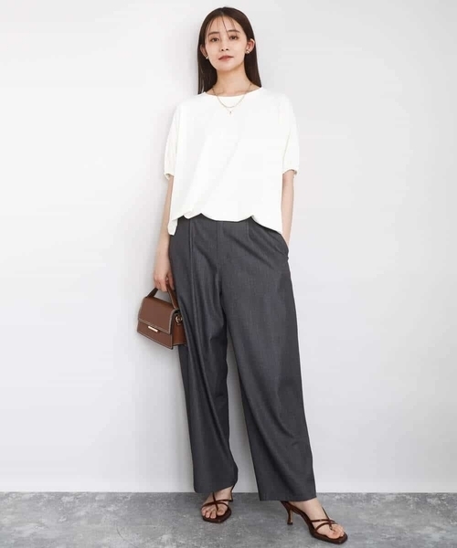 MK MICHEL KLEIN（エムケーミッシェルクラン）の「ドロストデザインドルマンスリーブカットソー/UVカット/接触冷感/洗える（Tシャツ/カットソー・レディース・ブラウン/アイボリー/ライトブルー・38）」の20枚目の写真