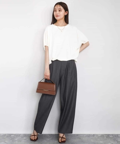 MK MICHEL KLEIN（エムケーミッシェルクラン）の「ドロストデザインドルマンスリーブカットソー/UVカット/接触冷感/洗える（Tシャツ/カットソー・レディース・ブラウン/アイボリー/ライトブルー・38）」の21枚目の写真