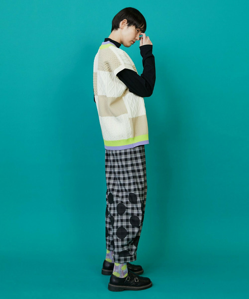 FRAPBOIS（フラボア）の「ケーブベスト（ベスト・レディース・オフホワイト/ネイビー・1/2）」の9枚目の写真