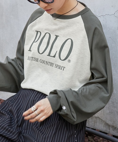 POLO BCS（ポロ ビーシーエス）の「POLO BCS /ポロビーシーエス 別注 ワンポイント刺繍 クラシックロゴプリント オーバーサイズ アソート長袖カットソー（Tシャツ/カットソー・レディース・ネイビー/スミクロ/ワイン/オフホワイト/ネイビー系/グレー系・M/L）」の3枚目の写真