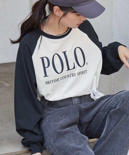 POLO BCS（ポロ ビーシーエス）の「POLO BCS /ポロビーシーエス 別注 ワンポイント刺繍 クラシックロゴプリント オーバーサイズ アソート長袖カットソー（Tシャツ/カットソー・レディース・ネイビー/スミクロ/ワイン/オフホワイト/ネイビー系/グレー系・M/L）」の5枚目の写真
