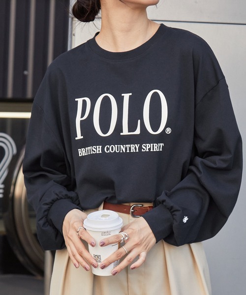 POLO BCS（ポロ ビーシーエス）の「POLO BCS /ポロビーシーエス 別注 ワンポイント刺繍 クラシックロゴプリント オーバーサイズ アソート長袖カットソー（Tシャツ/カットソー・レディース・ネイビー/スミクロ/ワイン/オフホワイト/ネイビー系/グレー系・M/L）」の4枚目の写真