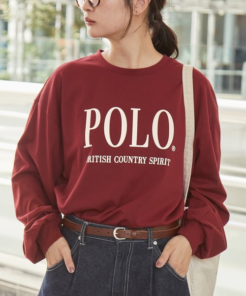 POLO BCS（ポロ ビーシーエス）の「POLO BCS /ポロビーシーエス 別注 ワンポイント刺繍 クラシックロゴプリント オーバーサイズ アソート長袖カットソー（Tシャツ/カットソー・レディース・ネイビー/スミクロ/ワイン/オフホワイト/ネイビー系/グレー系・M/L）」の6枚目の写真