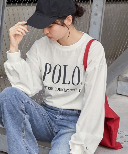 POLO BCS（ポロ ビーシーエス）の「POLO BCS /ポロビーシーエス 別注 ワンポイント刺繍 クラシックロゴプリント オーバーサイズ アソート長袖カットソー（Tシャツ/カットソー・レディース・ネイビー/スミクロ/ワイン/オフホワイト/ネイビー系/グレー系・M/L）」の8枚目の写真