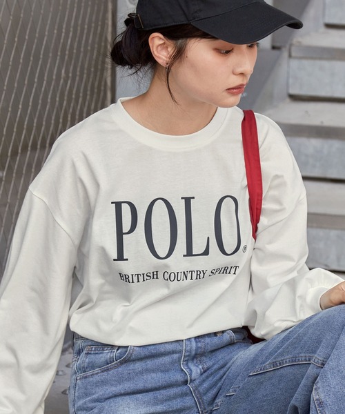 POLO BCS（ポロ ビーシーエス）の「POLO BCS /ポロビーシーエス 別注 ワンポイント刺繍 クラシックロゴプリント オーバーサイズ アソート長袖カットソー（Tシャツ/カットソー・レディース・ネイビー/スミクロ/ワイン/オフホワイト/ネイビー系/グレー系・M/L）」の10枚目の写真