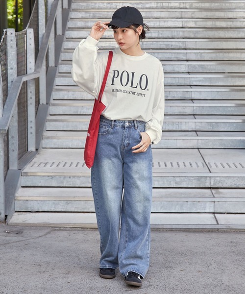 POLO BCS（ポロ ビーシーエス）の「POLO BCS /ポロビーシーエス 別注 ワンポイント刺繍 クラシックロゴプリント オーバーサイズ アソート長袖カットソー（Tシャツ/カットソー・レディース・ネイビー/スミクロ/ワイン/オフホワイト/ネイビー系/グレー系・M/L）」の12枚目の写真