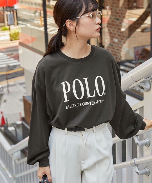 POLO BCS（ポロ ビーシーエス）の「POLO BCS /ポロビーシーエス 別注 ワンポイント刺繍 クラシックロゴプリント オーバーサイズ アソート長袖カットソー（Tシャツ/カットソー・レディース・ネイビー/スミクロ/ワイン/オフホワイト/ネイビー系/グレー系・M/L）」の14枚目の写真