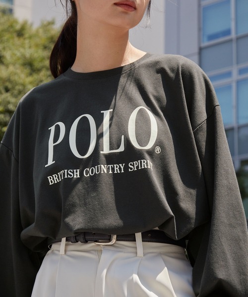 POLO BCS（ポロ ビーシーエス）の「POLO BCS /ポロビーシーエス 別注 ワンポイント刺繍 クラシックロゴプリント オーバーサイズ アソート長袖カットソー（Tシャツ/カットソー・レディース・ネイビー/スミクロ/ワイン/オフホワイト/ネイビー系/グレー系・M/L）」の16枚目の写真