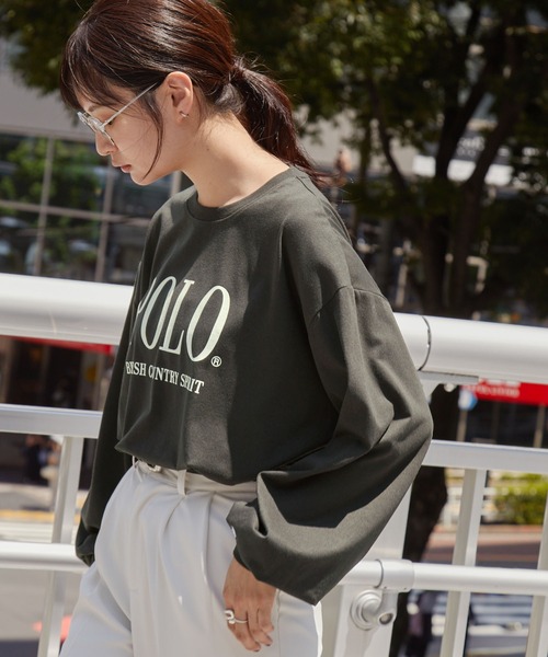 POLO BCS（ポロ ビーシーエス）の「POLO BCS /ポロビーシーエス 別注 ワンポイント刺繍 クラシックロゴプリント オーバーサイズ アソート長袖カットソー（Tシャツ/カットソー・レディース・ネイビー/スミクロ/ワイン/オフホワイト/ネイビー系/グレー系・M/L）」の17枚目の写真