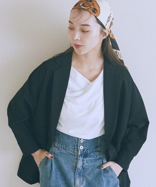 earth music&ecology（アースミュージックアンドエコロジー）の「ドレープデザインカットソー（Tシャツ/カットソー・レディース・ブラック/オフホワイト/ブラウン・FREE）」の12枚目の写真