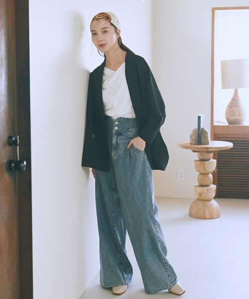 earth music&ecology（アースミュージックアンドエコロジー）の「ドレープデザインカットソー（Tシャツ/カットソー・レディース・ブラック/オフホワイト/ブラウン・FREE）」の14枚目の写真