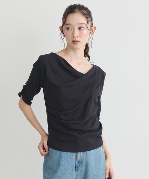 earth music&ecology（アースミュージックアンドエコロジー）の「ドレープデザインカットソー（Tシャツ/カットソー・レディース・ブラック/オフホワイト/ブラウン・FREE）」の15枚目の写真