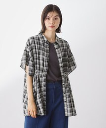 THE SHOP TK  | チェック柄チュニックブラウス(シャツ/ブラウス)