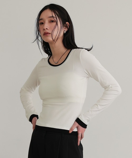 attiree(アティレー)の「レイヤード風カットソー(Tシャツ/カットソー・レディース・ブラック/グレー/ネイビー/ホワイト・MEDIUM)」の11枚目の写真