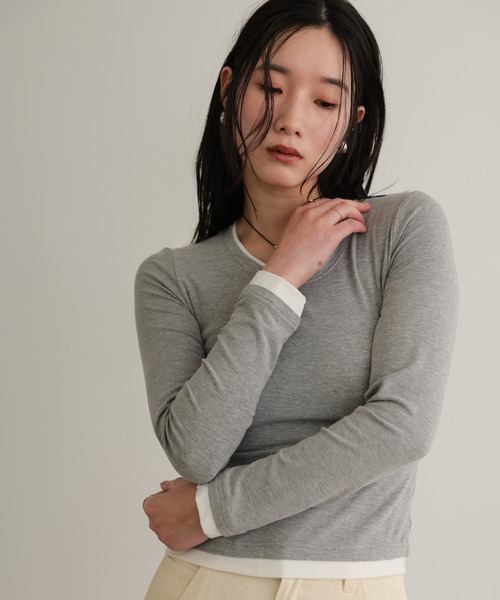 attiree(アティレー)の「レイヤード風カットソー(Tシャツ/カットソー・レディース・ブラック/グレー/ネイビー/ホワイト・MEDIUM)」の15枚目の写真