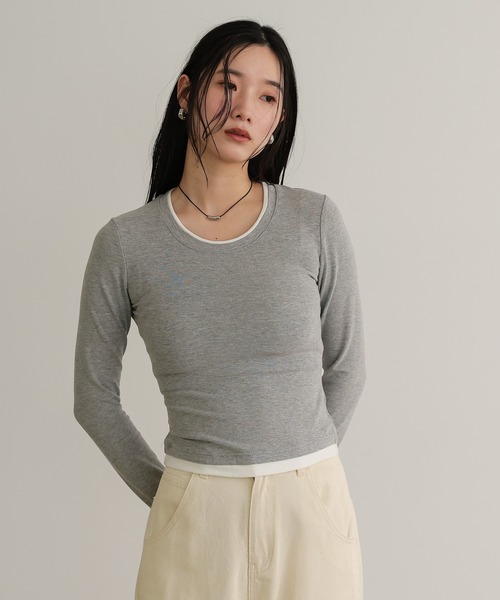 attiree(アティレー)の「レイヤード風カットソー(Tシャツ/カットソー・レディース・ブラック/グレー/ネイビー/ホワイト・MEDIUM)」の17枚目の写真