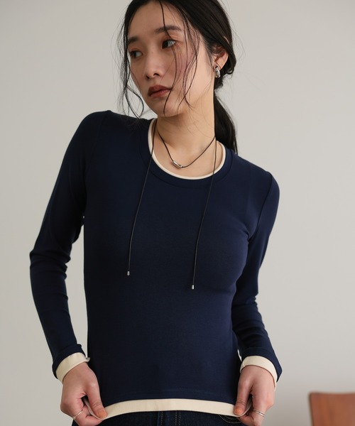 attiree(アティレー)の「レイヤード風カットソー(Tシャツ/カットソー・レディース・ブラック/グレー/ネイビー/ホワイト・MEDIUM)」の20枚目の写真