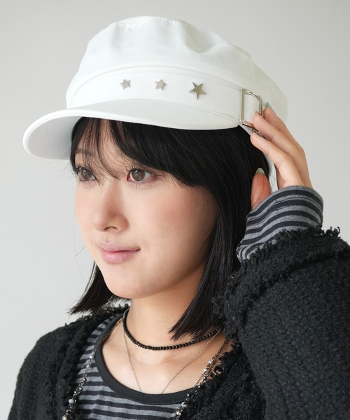 IMARI（イマリ）の「【 IMARI / イマリ 】 スター スタッズ キャスケット #（キャスケット・レディース・アイボリー/ブラック/ホワイト・FREE）」の7枚目の写真