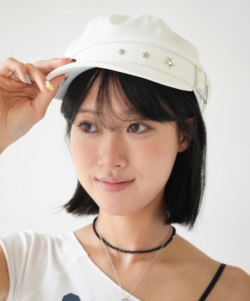IMARI（イマリ）の「【 IMARI / イマリ 】 スター スタッズ キャスケット #（キャスケット・レディース・アイボリー/ブラック/ホワイト・FREE）」の4枚目の写真