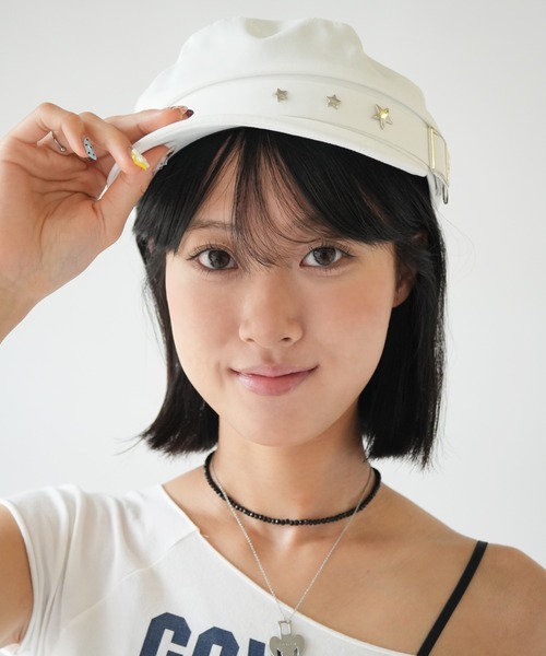 IMARI（イマリ）の「【 IMARI / イマリ 】 スター スタッズ キャスケット #（キャスケット・レディース・アイボリー/ブラック/ホワイト・FREE）」の8枚目の写真