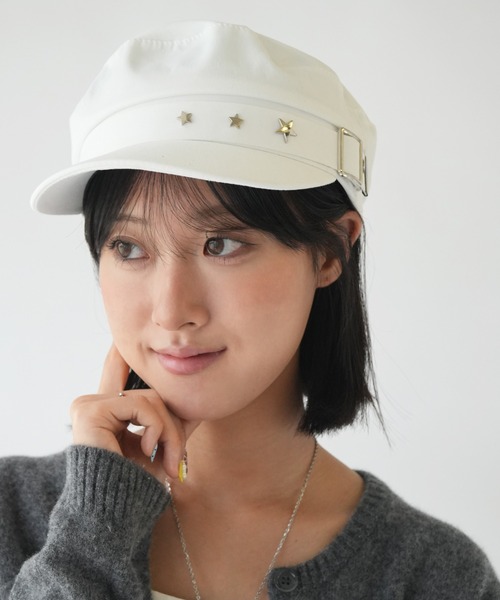 IMARI（イマリ）の「【 IMARI / イマリ 】 スター スタッズ キャスケット #（キャスケット・レディース・アイボリー/ブラック/ホワイト・FREE）」の9枚目の写真