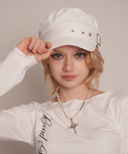 IMARI（イマリ）の「【 IMARI / イマリ 】 スター スタッズ キャスケット #（キャスケット・レディース・アイボリー/ブラック/ホワイト・FREE）」の18枚目の写真