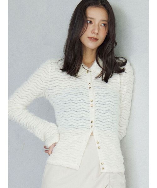 LAGUNAMOON(ラグナムーン)の「フラッフィーカットシャツ(Tシャツ/カットソー・レディース・アイボリー/ブラック・FREE)」の1枚目の写真