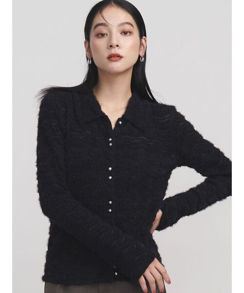 LAGUNAMOON(ラグナムーン)の「フラッフィーカットシャツ(Tシャツ/カットソー・レディース・アイボリー/ブラック・FREE)」の2枚目の写真