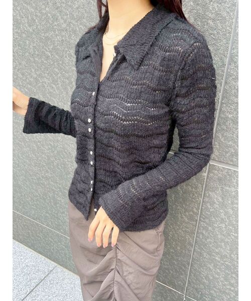 LAGUNAMOON(ラグナムーン)の「フラッフィーカットシャツ(Tシャツ/カットソー・レディース・アイボリー/ブラック・FREE)」の6枚目の写真