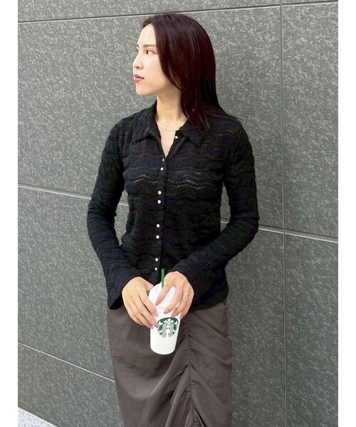 LAGUNAMOON(ラグナムーン)の「フラッフィーカットシャツ(Tシャツ/カットソー・レディース・アイボリー/ブラック・FREE)」の7枚目の写真