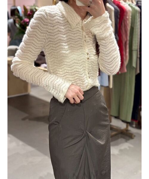 LAGUNAMOON(ラグナムーン)の「フラッフィーカットシャツ(Tシャツ/カットソー・レディース・アイボリー/ブラック・FREE)」の14枚目の写真