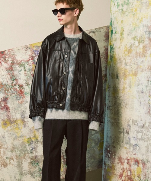 UNISEX》Sheep Leather Trucker Jacket/シープレザーGジャン【MAISON