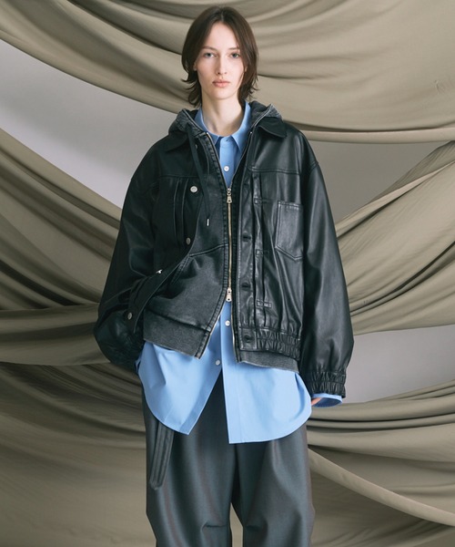 UNISEX》Sheep Leather Trucker Jacket/シープレザーGジャン【MAISON