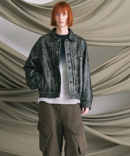 UNISEX》Sheep Leather Trucker Jacket/シープレザーGジャン【MAISON