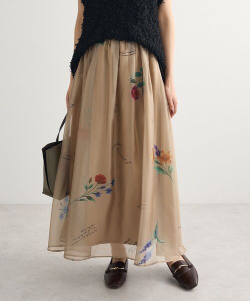 Sugar spoon（シュガースプーン）の「・SUGAR SPOON フラワーptシアーフレアスカート（スカート・レディース・アイボリー/ブラック/グレイッシュベージュ・FREE）」の3枚目の写真