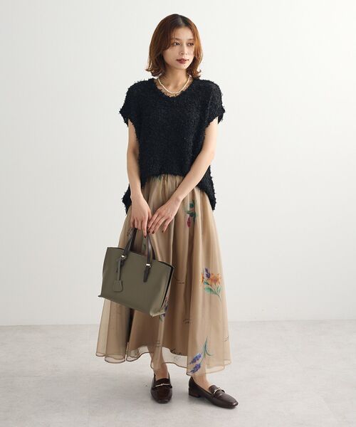 Sugar spoon（シュガースプーン）の「・SUGAR SPOON フラワーptシアーフレアスカート（スカート・レディース・アイボリー/ブラック/グレイッシュベージュ・FREE）」の5枚目の写真