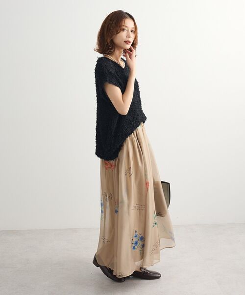 Sugar spoon（シュガースプーン）の「・SUGAR SPOON フラワーptシアーフレアスカート（スカート・レディース・アイボリー/ブラック/グレイッシュベージュ・FREE）」の6枚目の写真