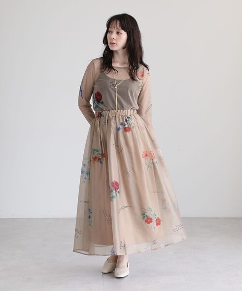 Sugar spoon（シュガースプーン）の「・SUGAR SPOON フラワーptシアーフレアスカート（スカート・レディース・アイボリー/ブラック/グレイッシュベージュ・FREE）」の12枚目の写真