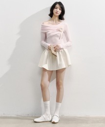 SunsetPark（サンセットパーク）の「アシンメトリーギャザーオフショルダートップス SP25f003【SunsetPark】（Tシャツ/カットソー）」