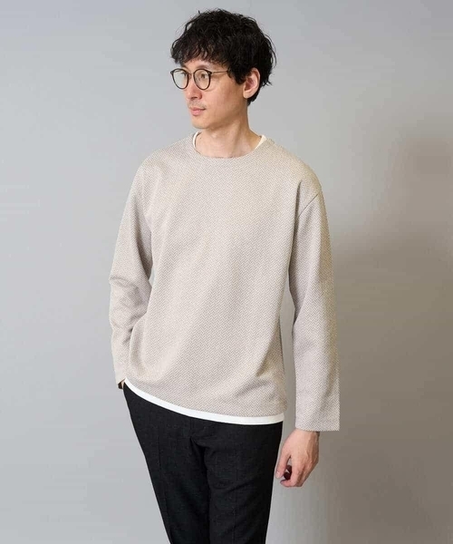 a.v.v（アーヴェヴェ）の「【イージーケア毛玉になりにくい】シャンブレーフェイクレイヤードカットソー【洗濯機で洗える】（Tシャツ/カットソー・メンズ・ブラック/グレー/ベージュ・52/48/46/44/50）」の2枚目の写真