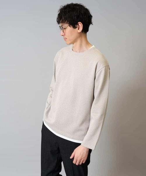 a.v.v（アーヴェヴェ）の「【イージーケア毛玉になりにくい】シャンブレーフェイクレイヤードカットソー【洗濯機で洗える】（Tシャツ/カットソー・メンズ・ブラック/グレー/ベージュ・52/48/46/44/50）」の8枚目の写真