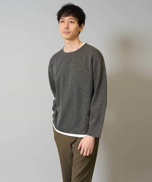 a.v.v（アーヴェヴェ）の「【イージーケア毛玉になりにくい】シャンブレーフェイクレイヤードカットソー【洗濯機で洗える】（Tシャツ/カットソー・メンズ・ブラック/グレー/ベージュ・52/48/46/44/50）」の15枚目の写真