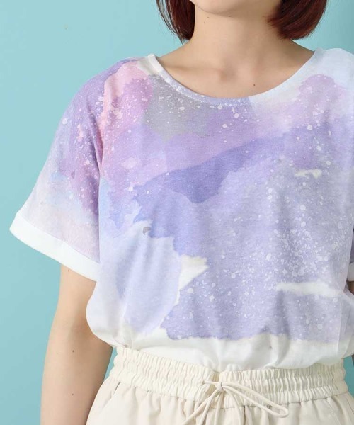Bleu Bleuet(ブルーブルーエ)の「水彩プリントTシャツ(Tシャツ/カットソー・レディース・その他/その他4/その他3/その他2/その他1・FREE)」の4枚目の写真